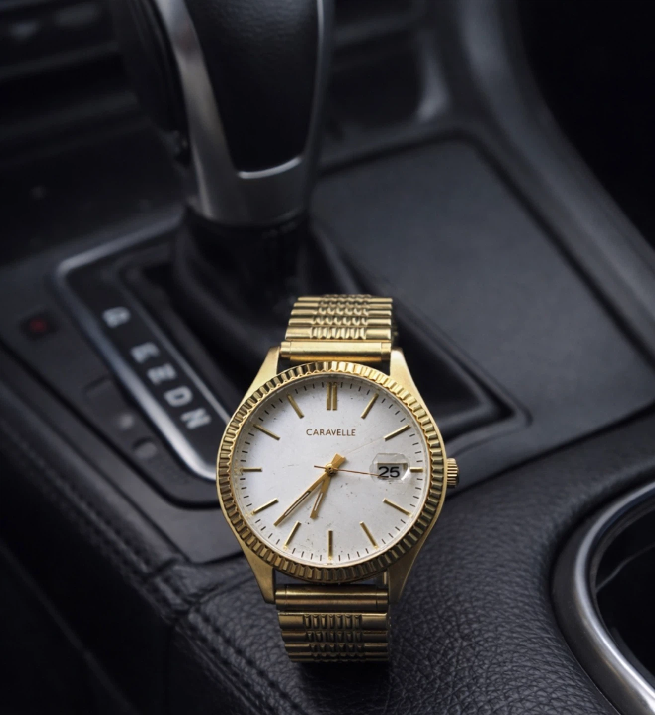 Caravelle Gold Tone Watch with Date Window