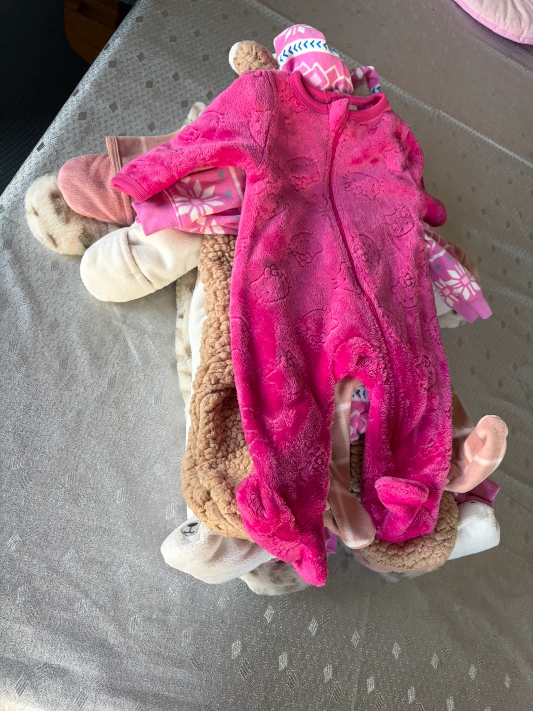 Baby Girl Fleece Sleepers and Swaddle Set