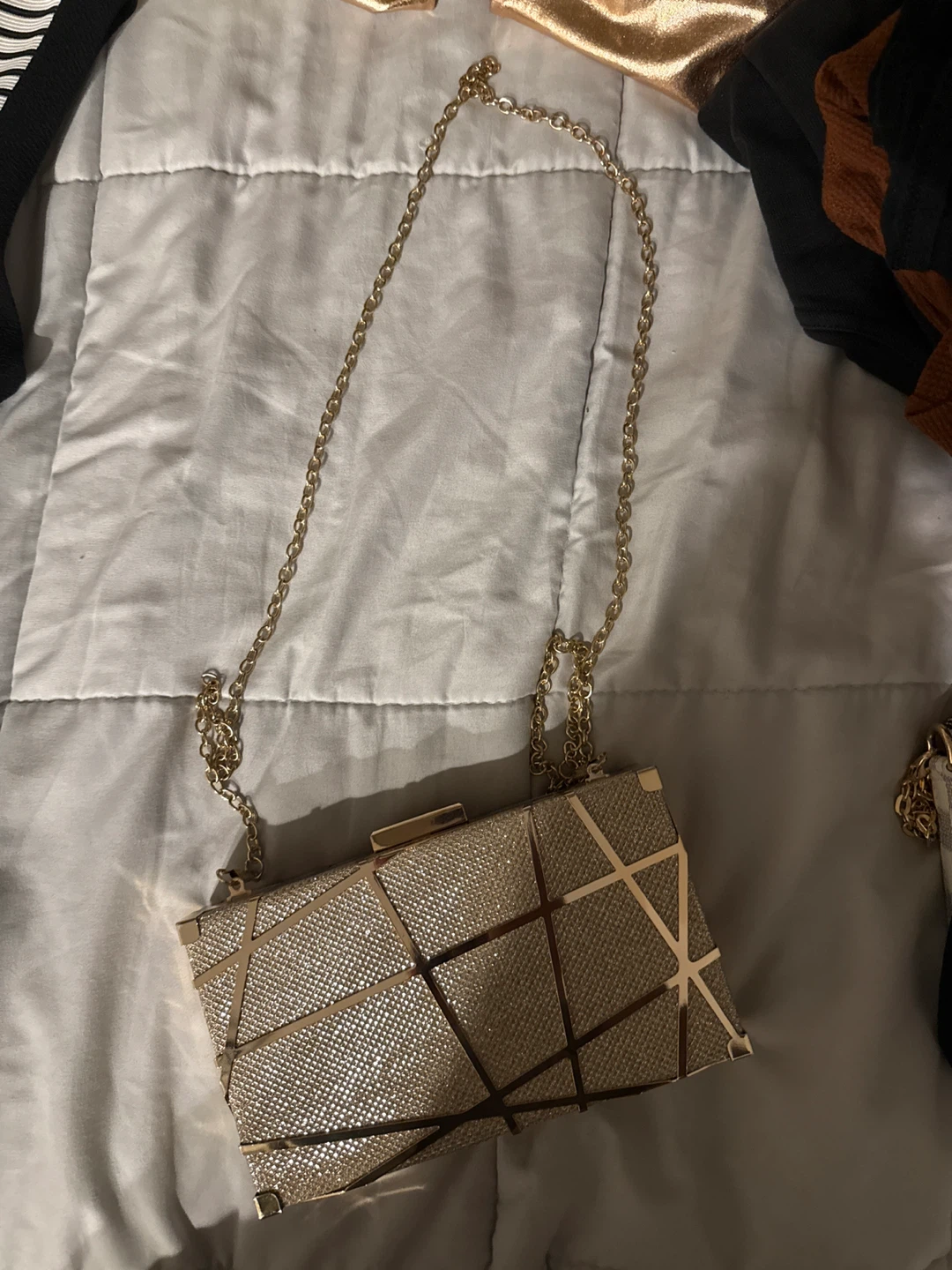 Sparkly Gold Geometric Clutch Purse - photo 2
