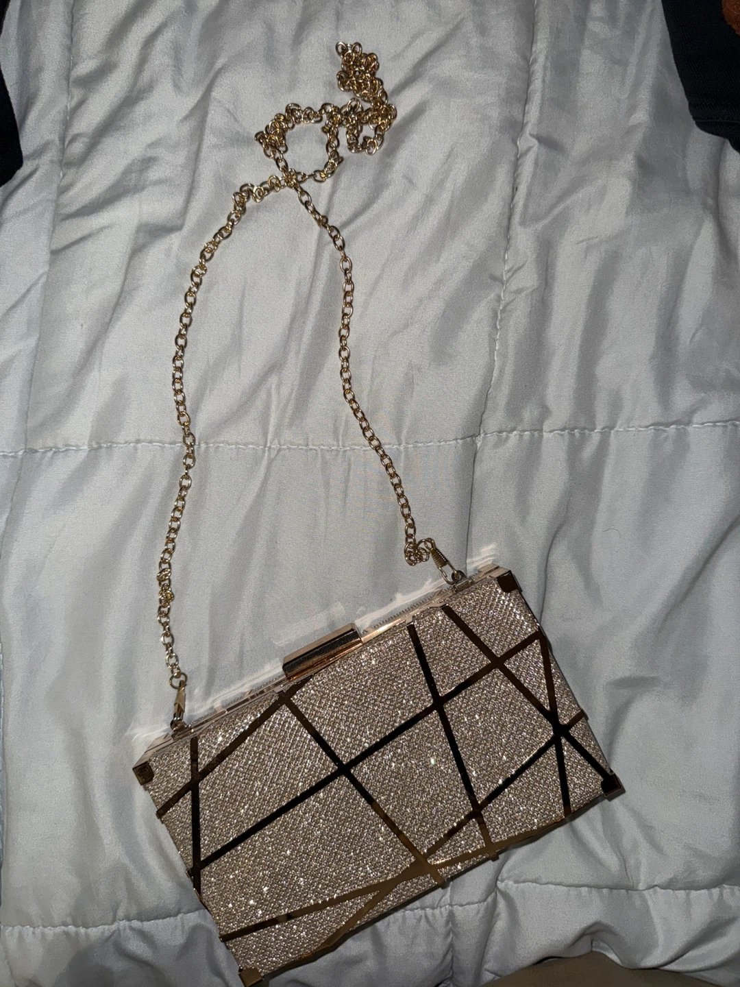 Sparkly Gold Geometric Clutch Purse