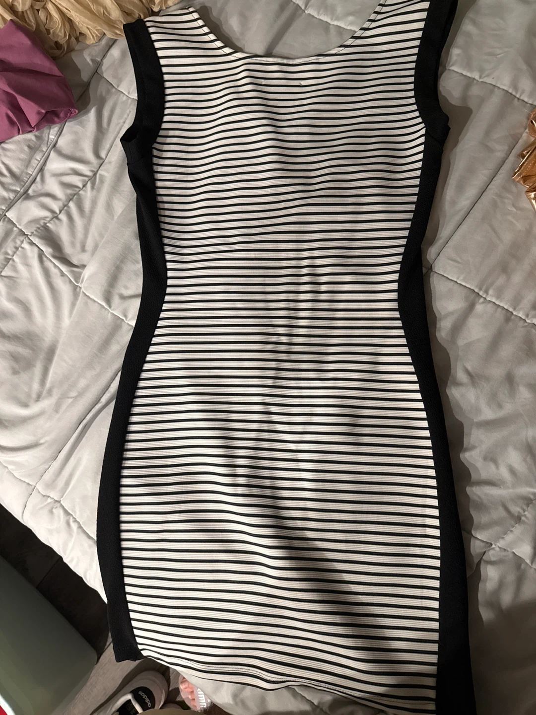 Striped Sleeveless V-Neck Sheath Dress - photo 2