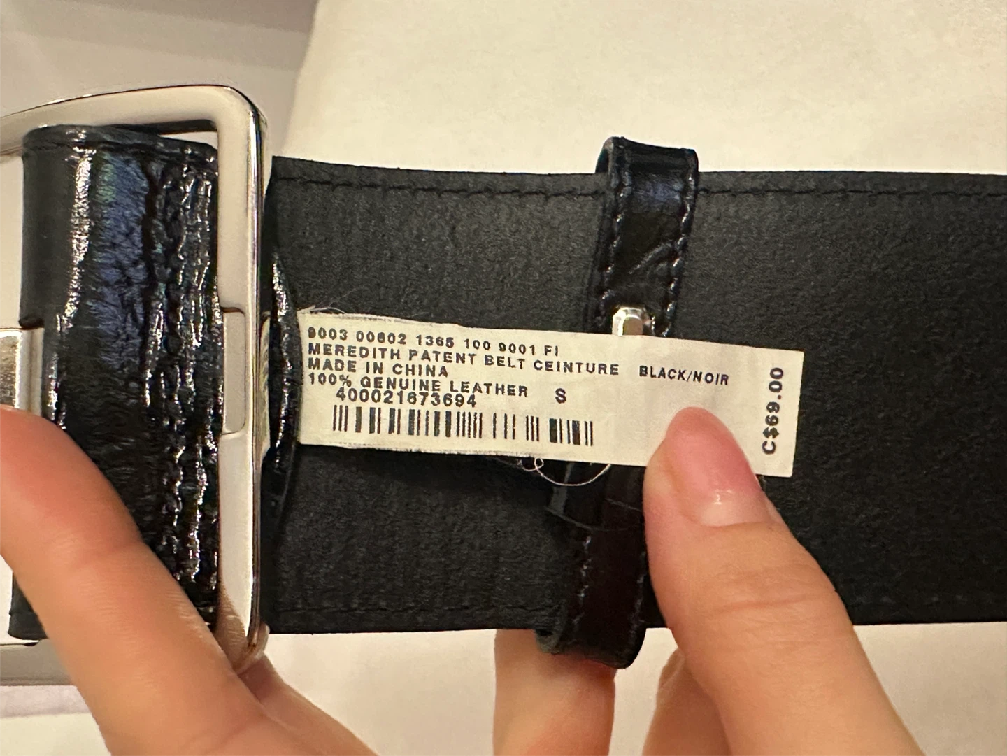 Club Monaco Patent Leather Belt - Black, Size S - photo 5