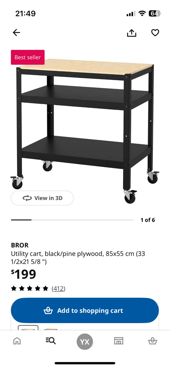 IKEA BROR with drawer - Utility Kitchen Cart Black/Pine - photo 4