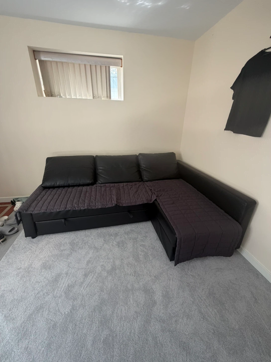 IKEA Friheten Corner Sofa Bed with Storage - Black-brown