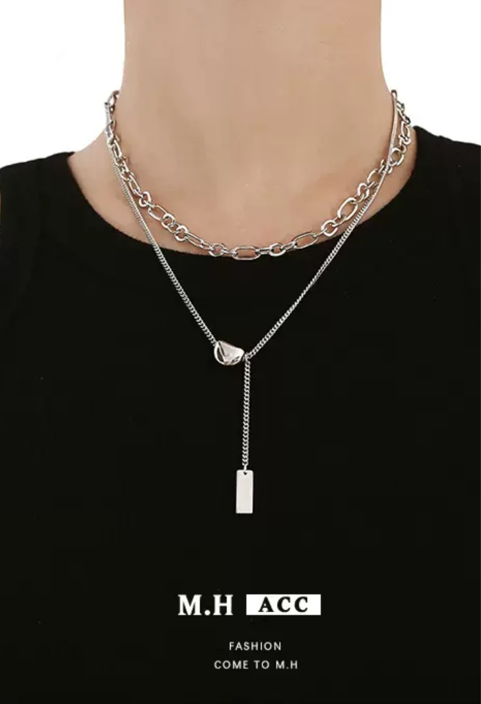 M.H ACC Layered Silver-Tone Necklace