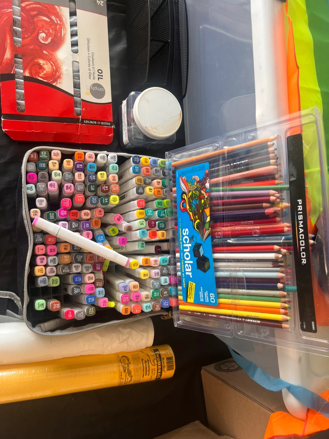 Art supplies- markers, prismacolor pencils, trace paper, ruler - photo 2