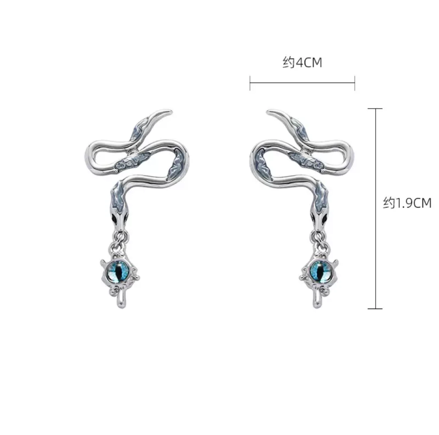 Snake with Evil Eye Dangle Earrings
