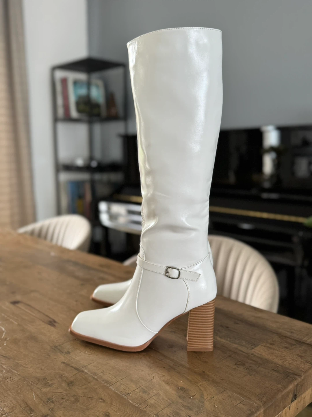 White Knee-High Boots size 7.5