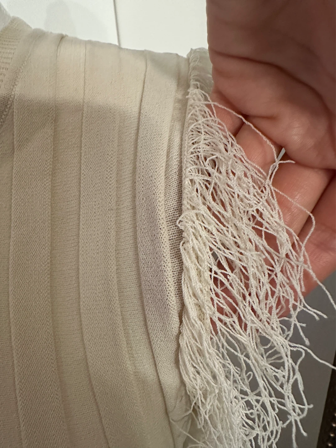 PINKO Cream Fringe Knit Sleeveless Top - photo 3