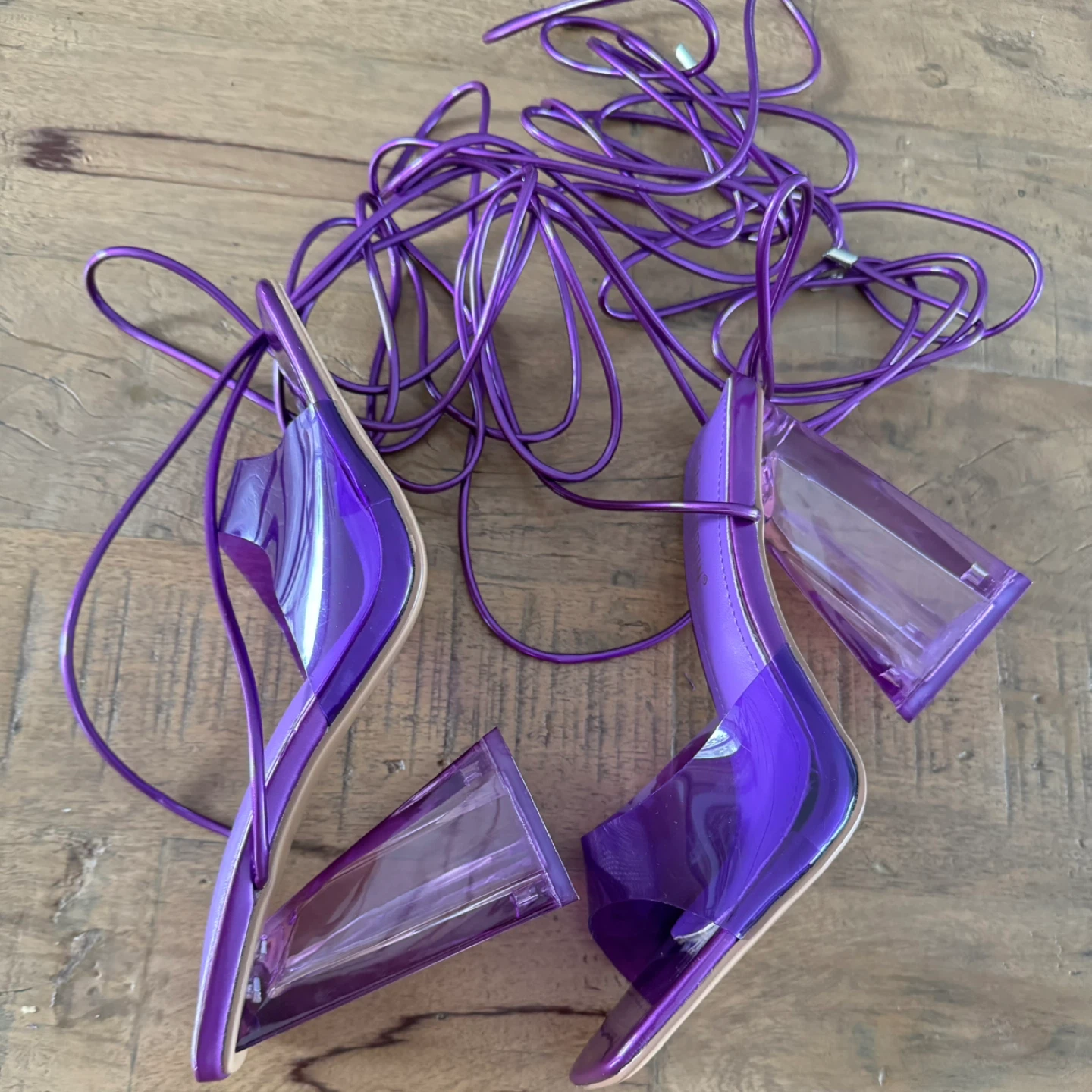 Purple Vinyl Lace-Up Block Heels size 8.5 - photo 5