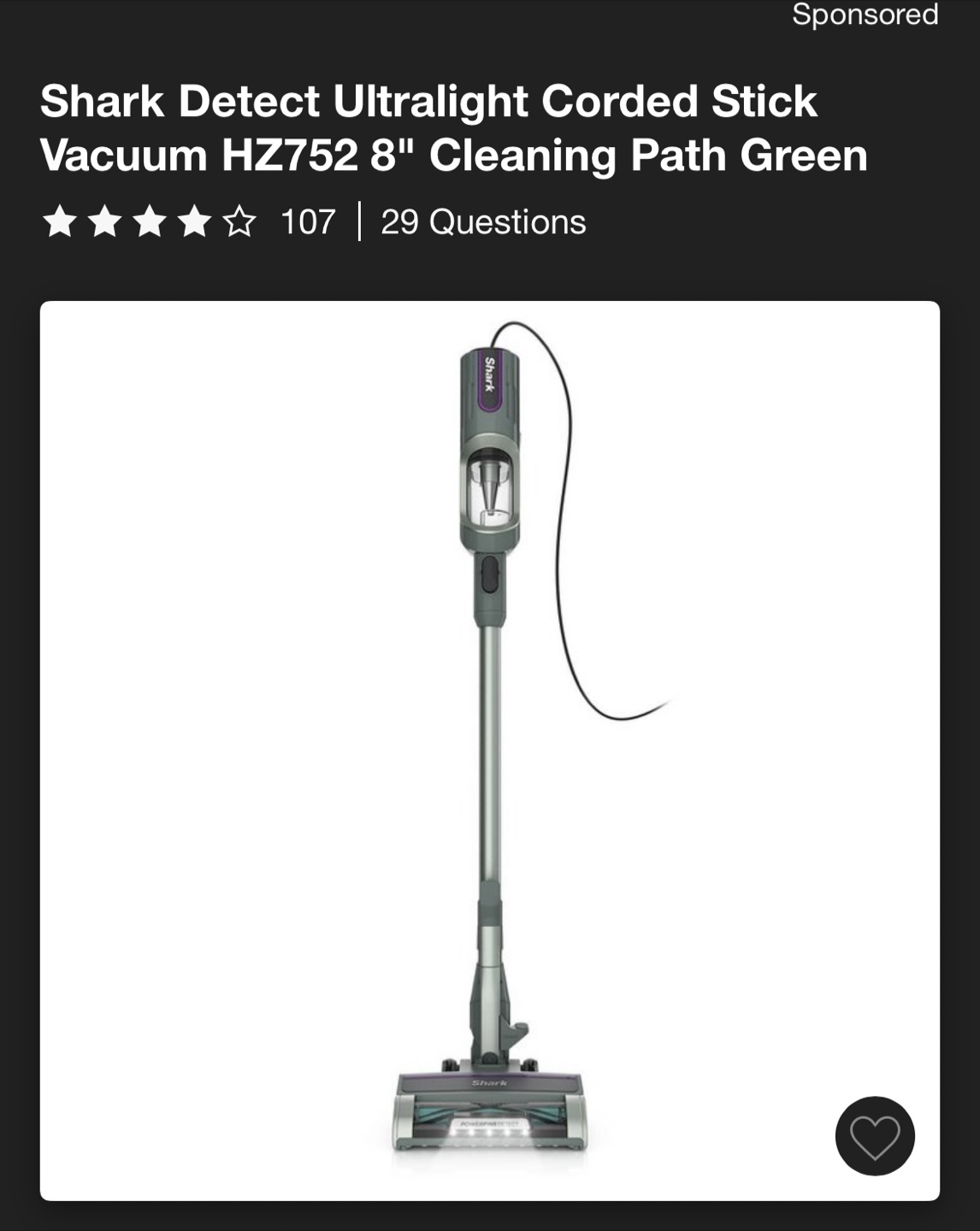 Shark Detect Ultralight Corded Stick Vacuum HZ752 - photo 3