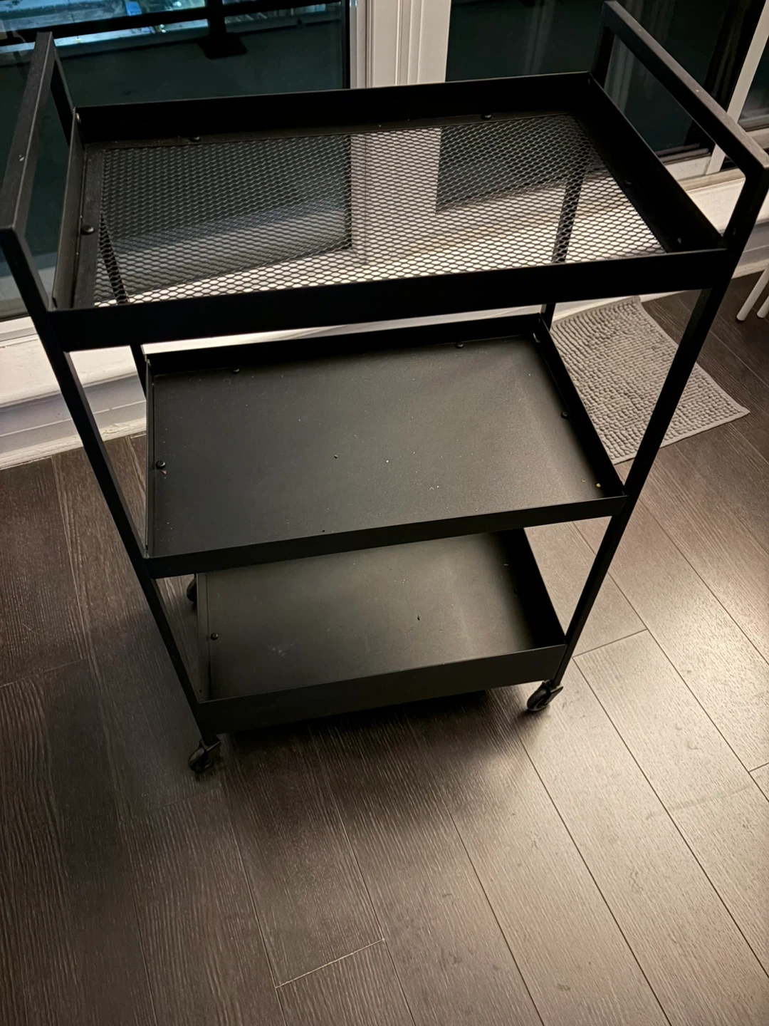 Black 3-Tier Metal Rolling Utility Cart - photo 2