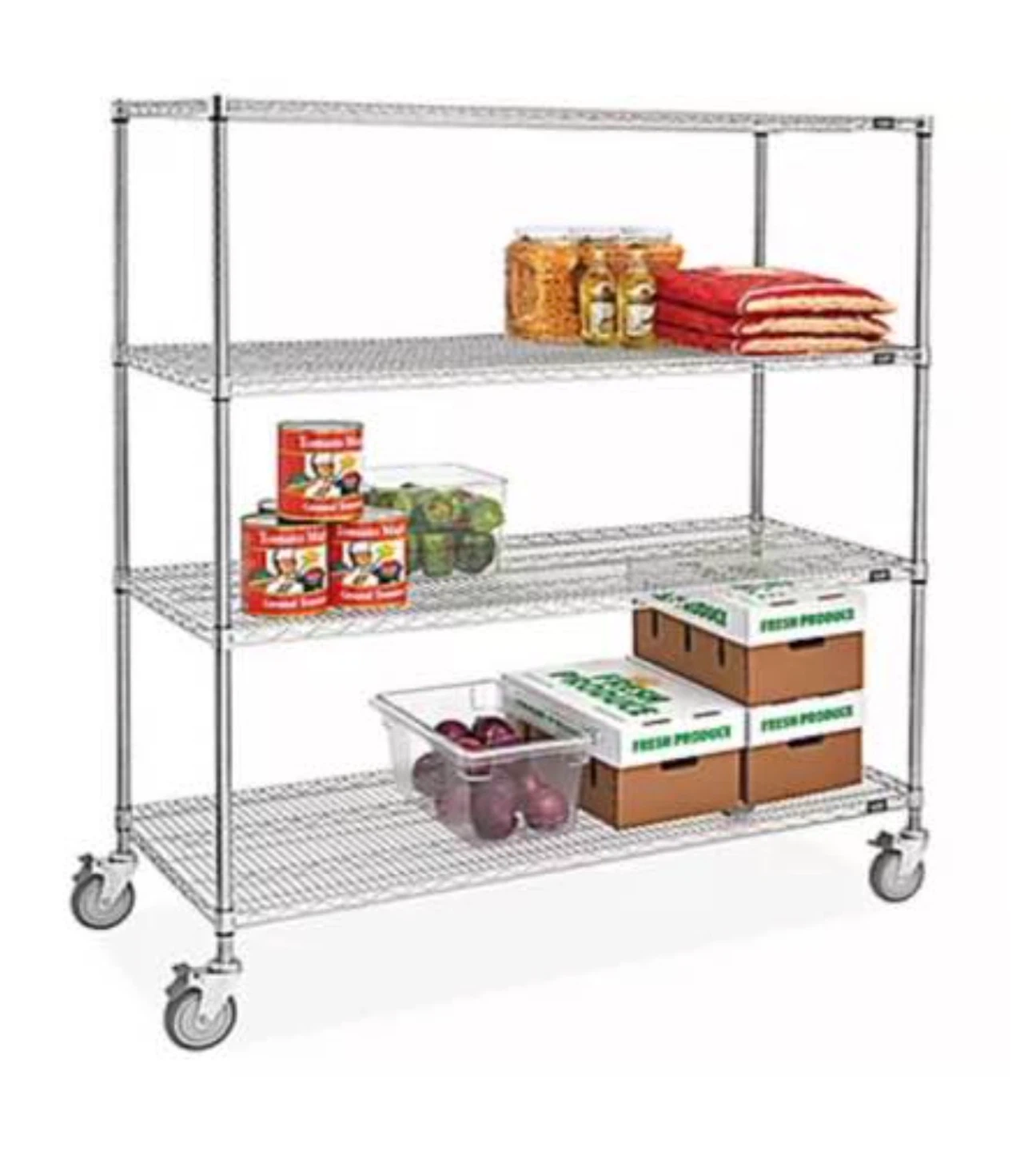 Uline Stainless Steel Mobile Shelving - 60 x 24 x 69"