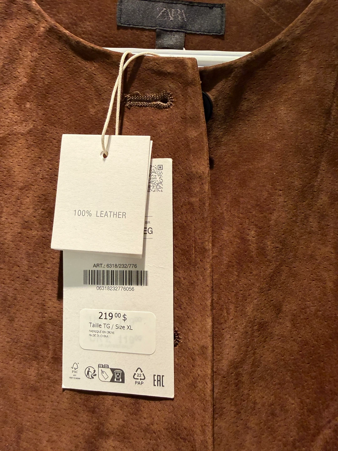 ZARA Women's Brown Suede Leather Jacket Size XL - photo 4