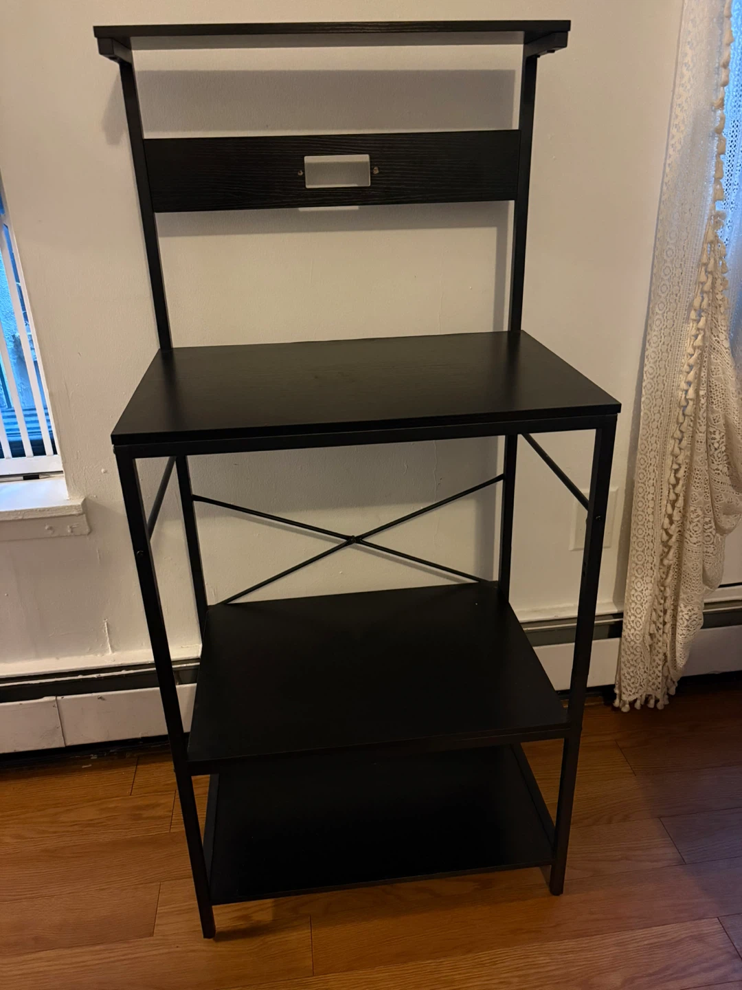 Black Metal Baker's Rack with Shelves and Hooks