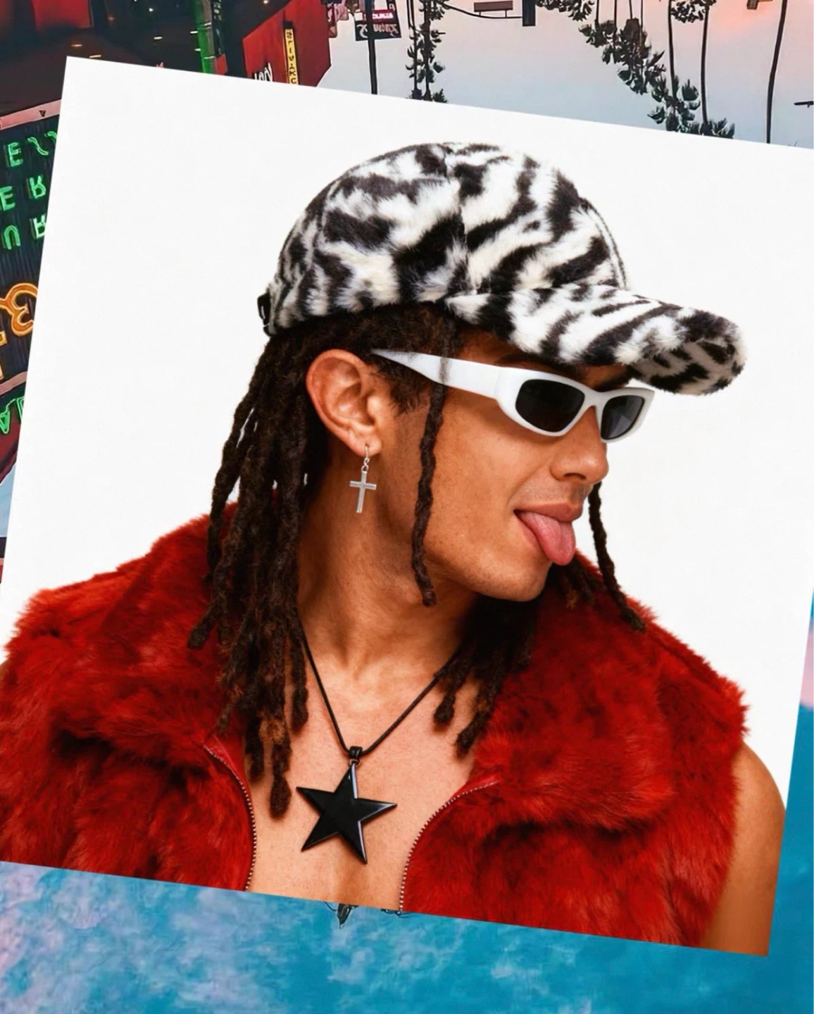 Faux Fur Baseball Cap - Various Animal Prints - photo 3