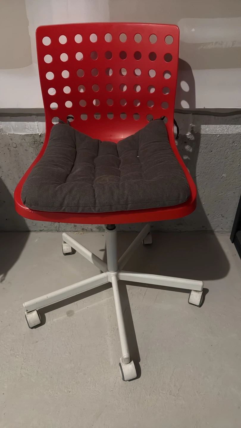 Ikea Red Office Chair with Grey Seat Cushion - photo 2