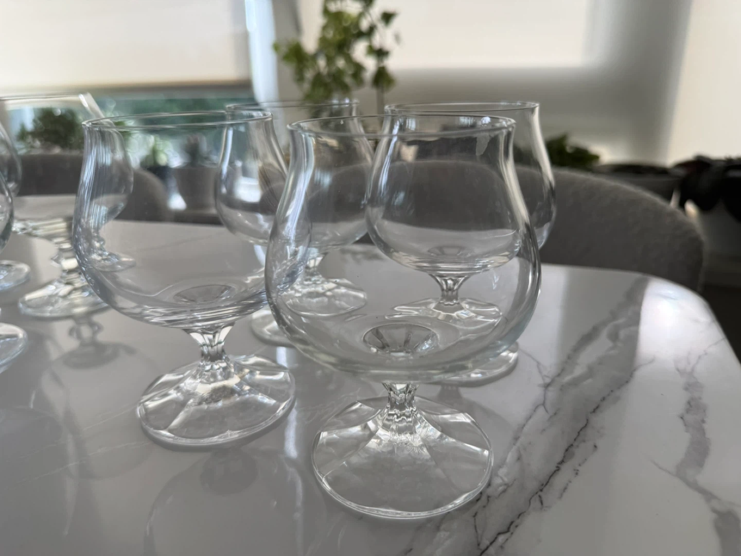 Set of 4 Crystal Brandy Snifter Glasses with Faceted Stems - photo 4