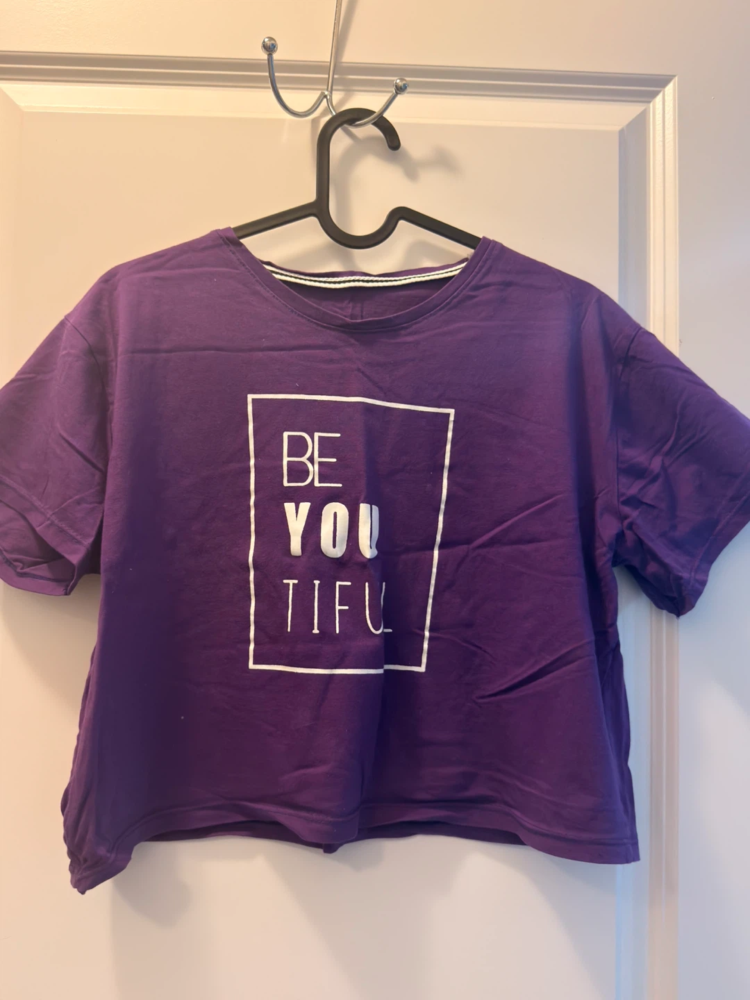 Purple "BE YOU TIFUL" Crop Top