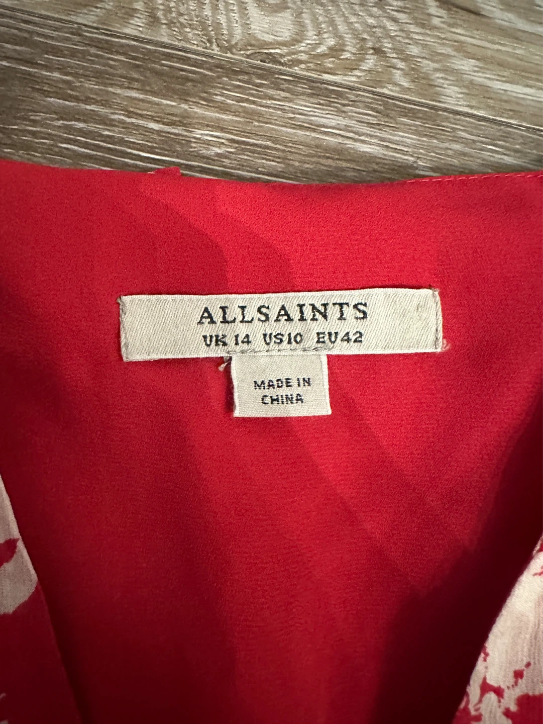 ALLSAINTS Red Floral Print Midi Dress - UK 14 - photo 3
