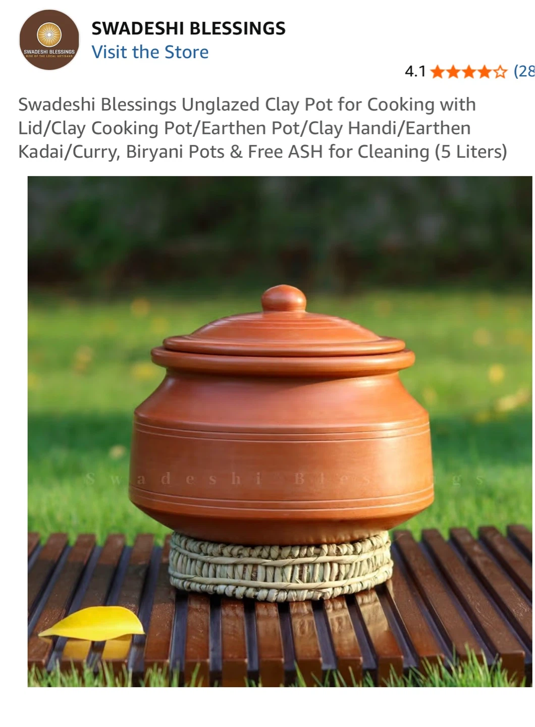 Swadeshi Blessings Clay Pot with Lid - photo 3