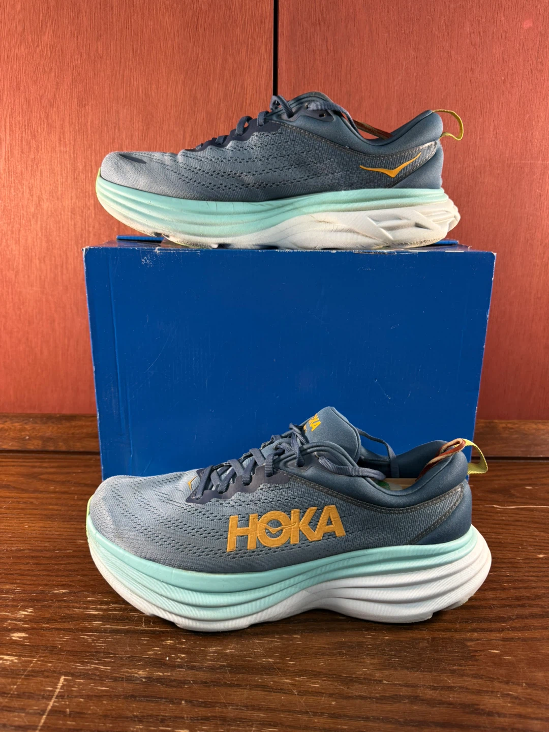 Hoka One Bondi 8 Real Teal/Shadow Men’s Running Shoes Sz 10,5 2E
