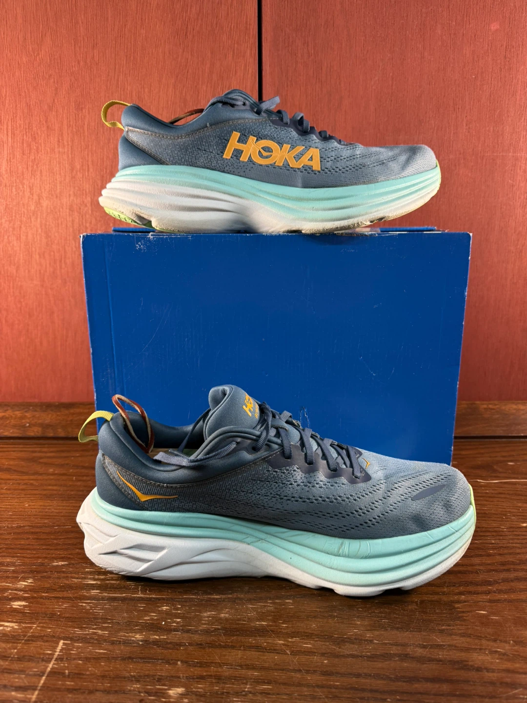 Hoka One Bondi 8 Real Teal/Shadow Men’s Running Shoes Sz 10,5 2E - photo 2