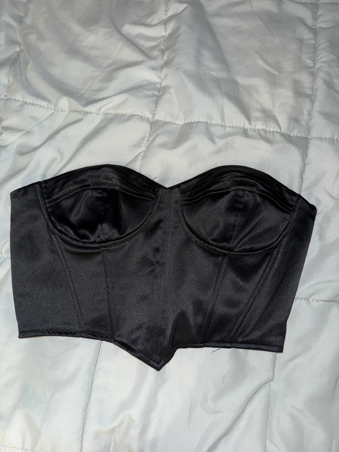 Forever 21 Black Satin Corset Top Size L