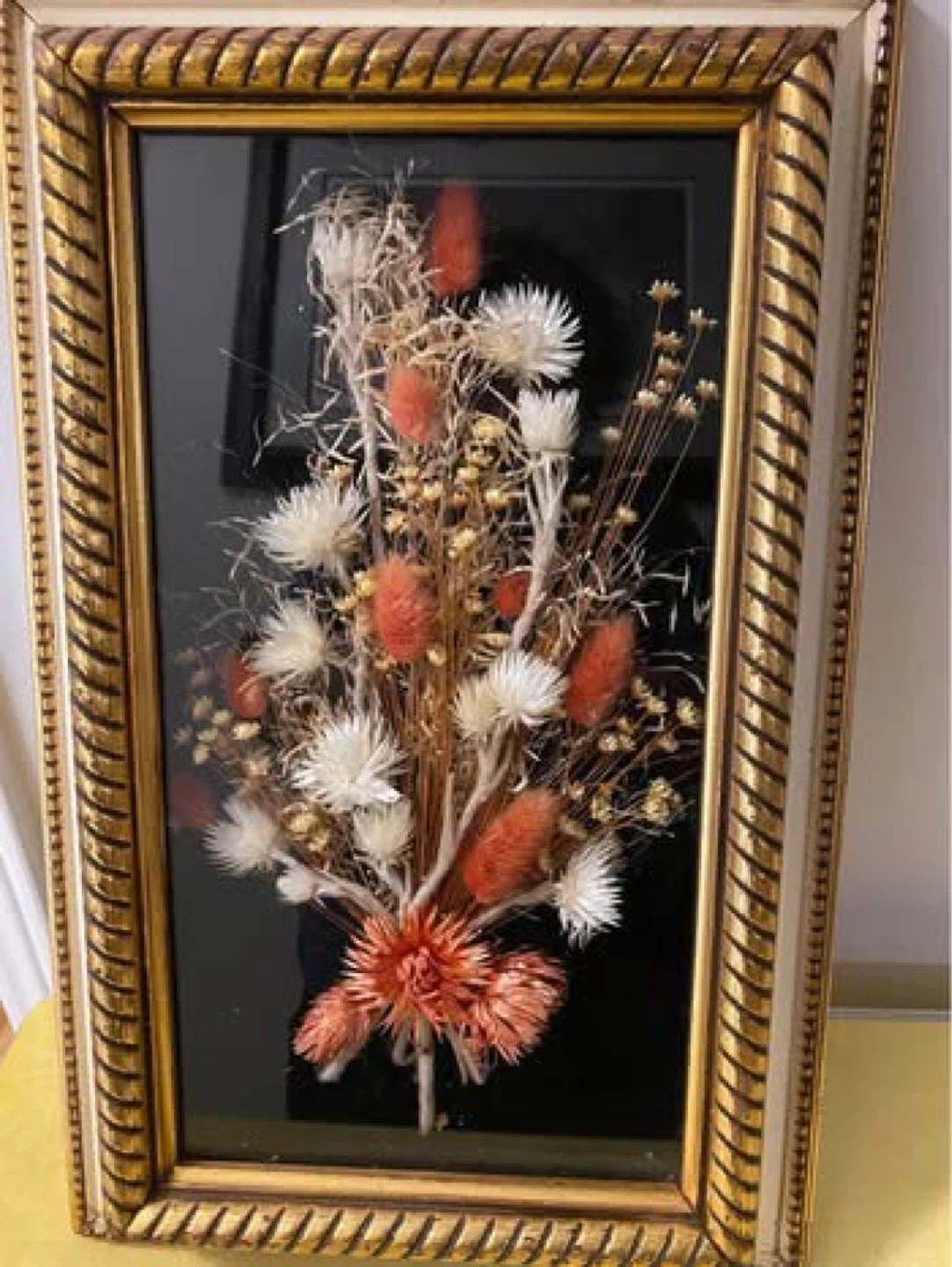 Framed Dried Flower Arrangement 16.5 H 10”W
