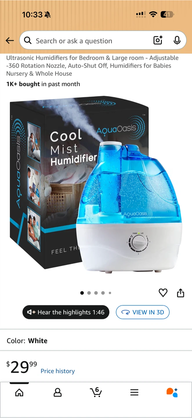 AquaOasis Ultrasonic Cool Mist Humidifier