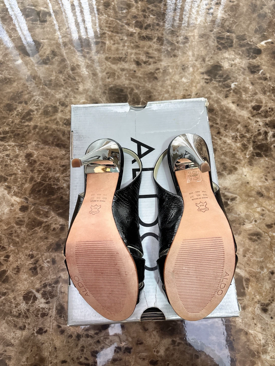 ALDO Black Patent Slingback Heels - photo 5