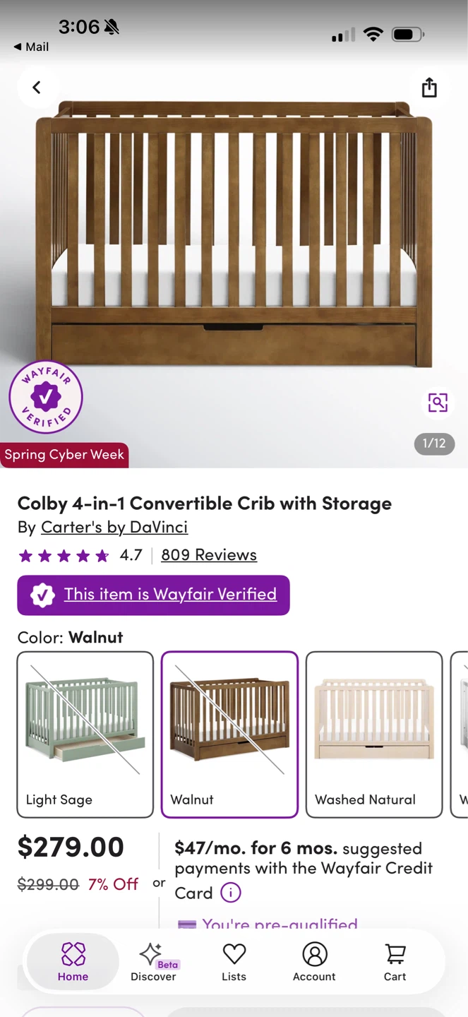 Carter's DaVinci Colby 4 in 1 Crib with Storage Walnut - photo 2