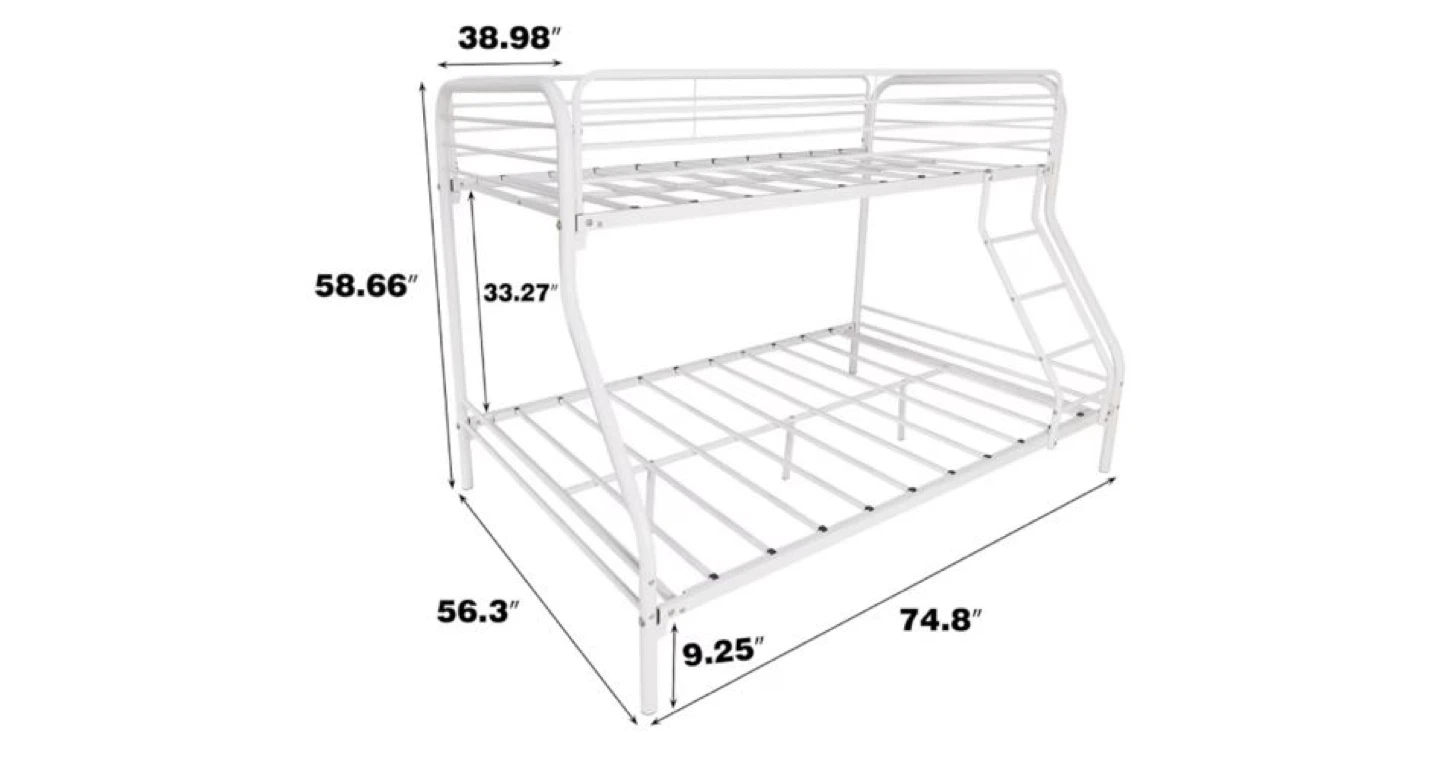 White Metal Bunk Bed - Twin Over Full - photo 2