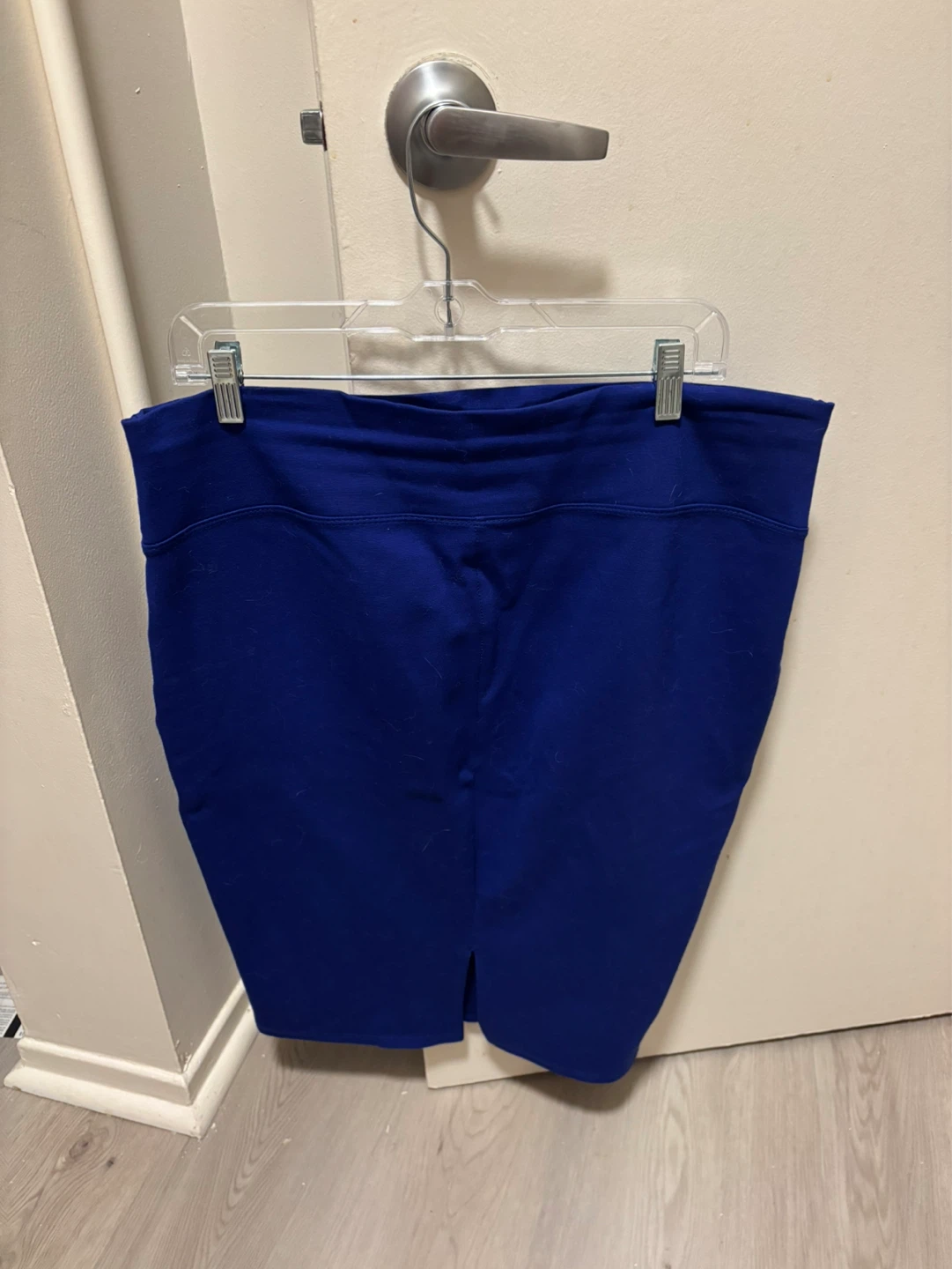 Royal Blue Pencil Skirt with Gold Button Accents