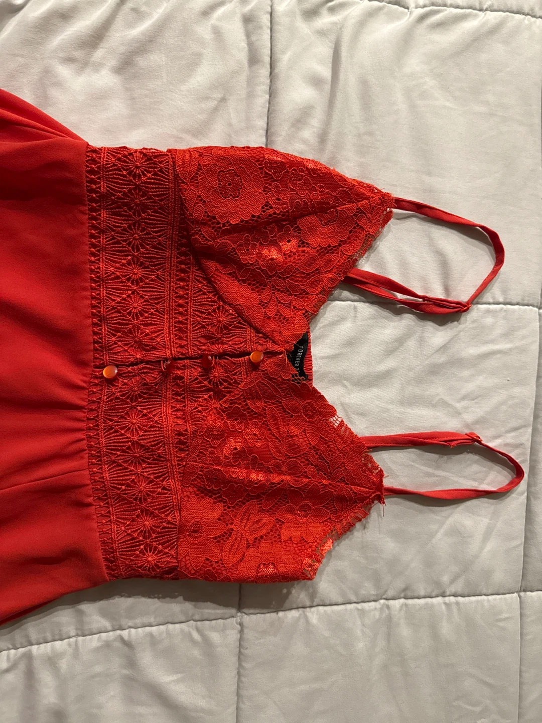 Red Maxi Dress with Lace Bodice - photo 2