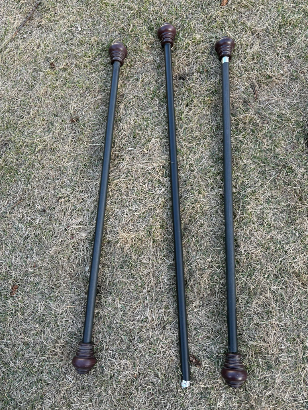 Set of 3 Wooden Finial Curtain Rods