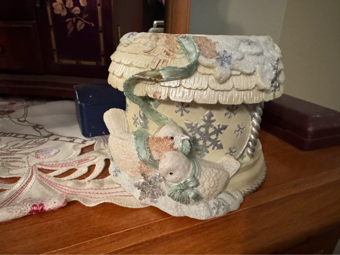 Winter Birds Candle Holder
