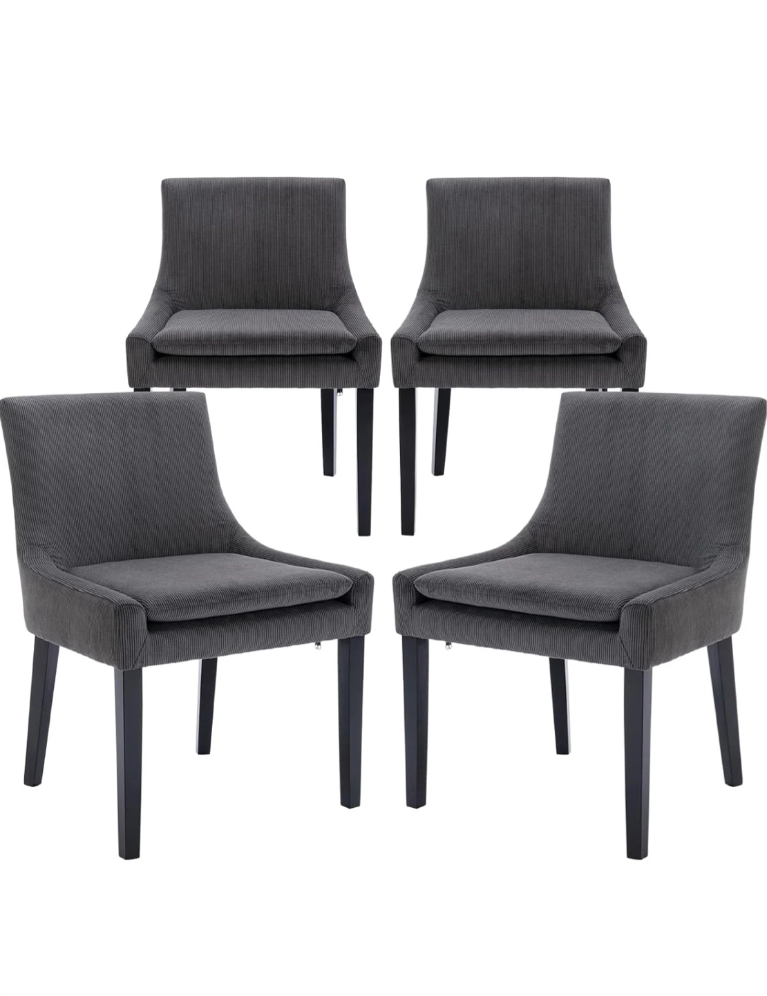 Set of 4 Dark Gray Upholstered Dining Chairs