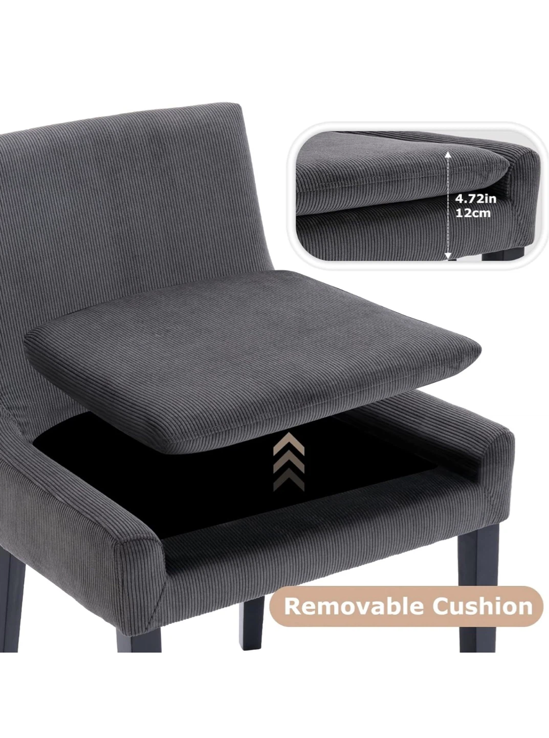Set of 4 Dark Gray Upholstered Dining Chairs - photo 3