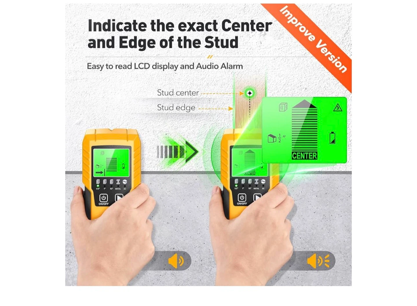 Yellow Digital Stud Finder with LCD Display - photo 3