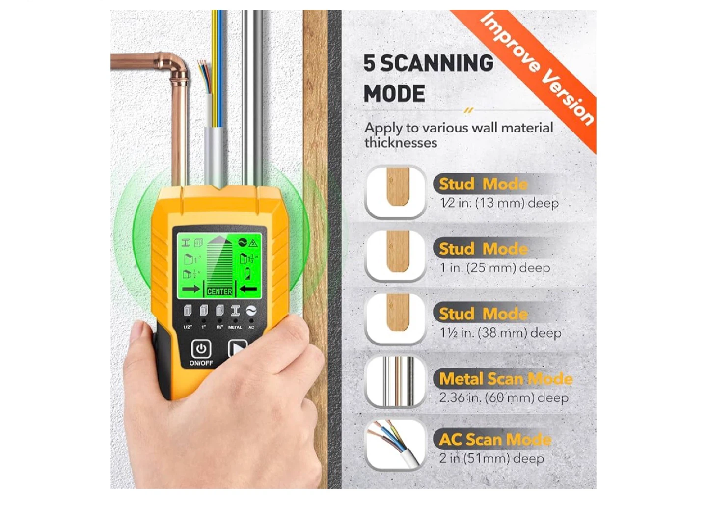 Yellow Digital Stud Finder with LCD Display - photo 4