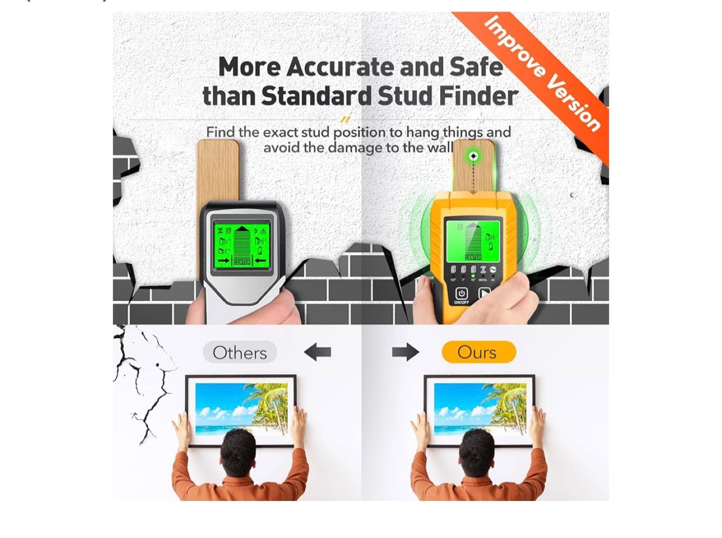 Yellow Digital Stud Finder with LCD Display - photo 5