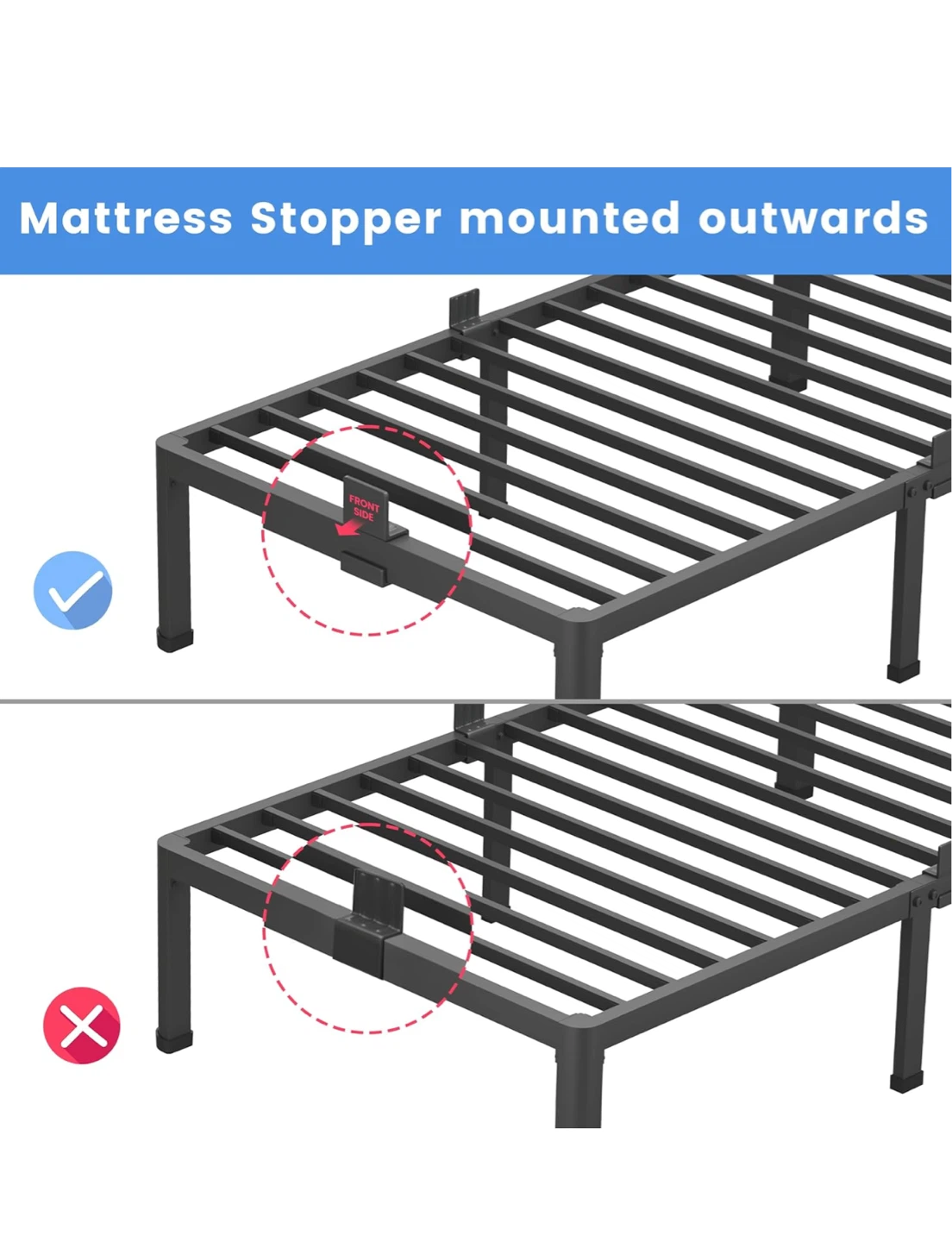 Queen Metal Bed Frame - 79.5" x 59.5" x 18" - photo 4