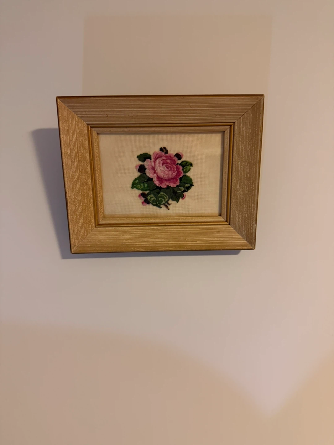 Framed Needlepoint Art - Child and Rose