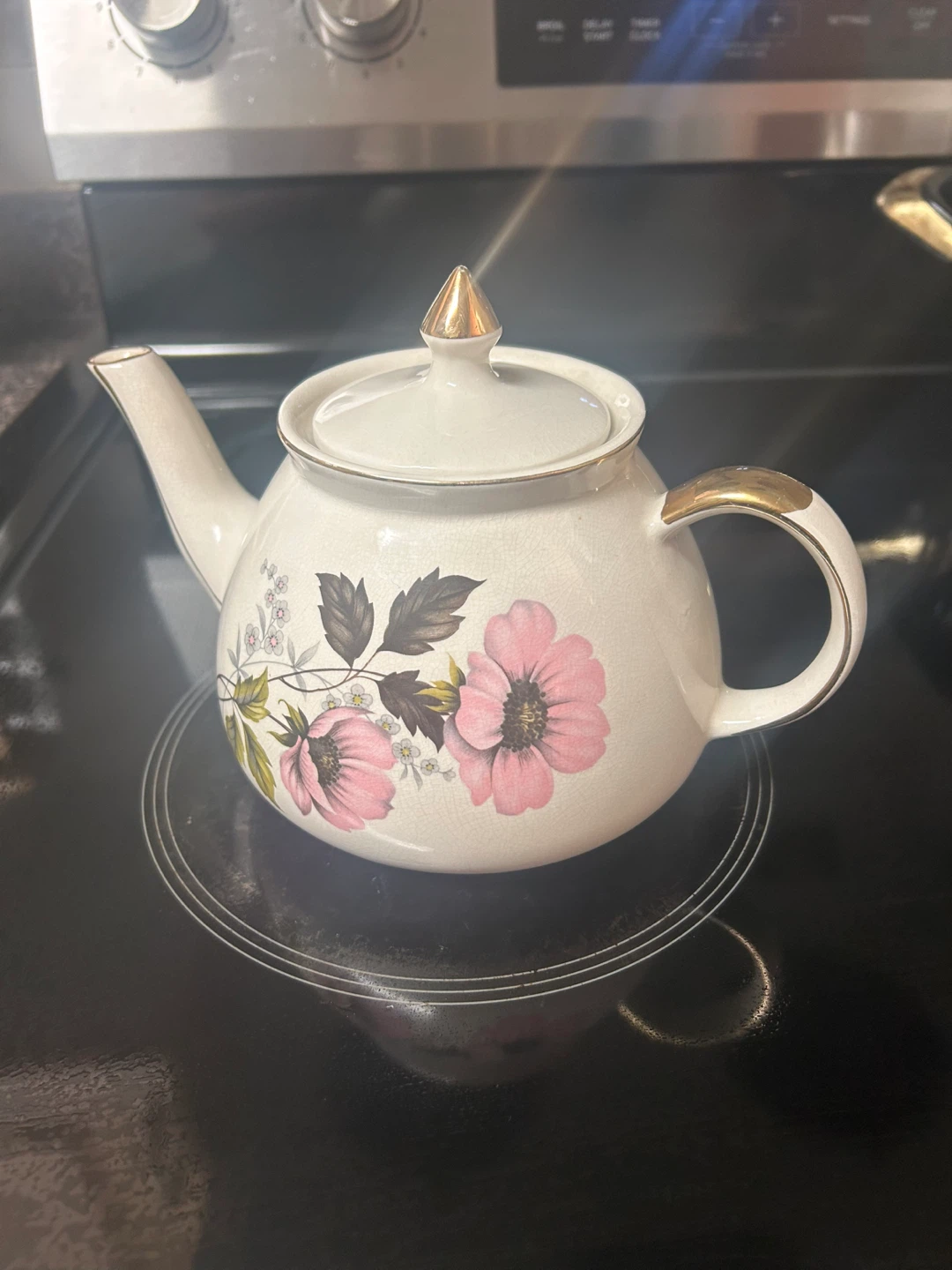 Gibsons Staffordshire England Teapot with Pink Flowers