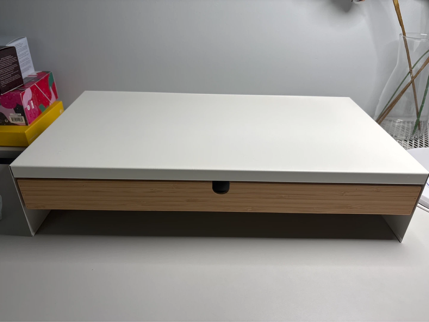 IKEA monitor stand with drawer