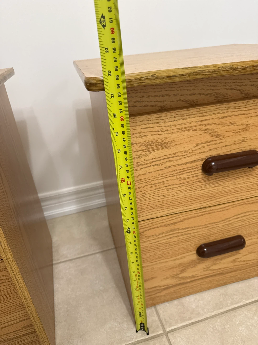 Oak Finish 2-Drawer Nightstand - photo 5