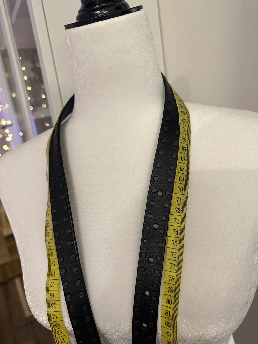 Dark brown Leather Belt with Studs - photo 4