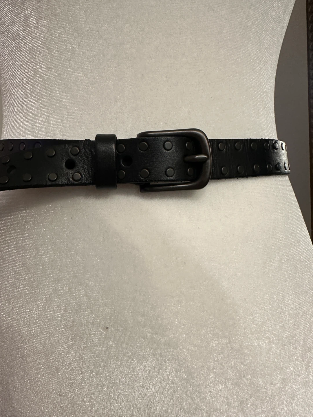 Dark brown Leather Belt with Studs