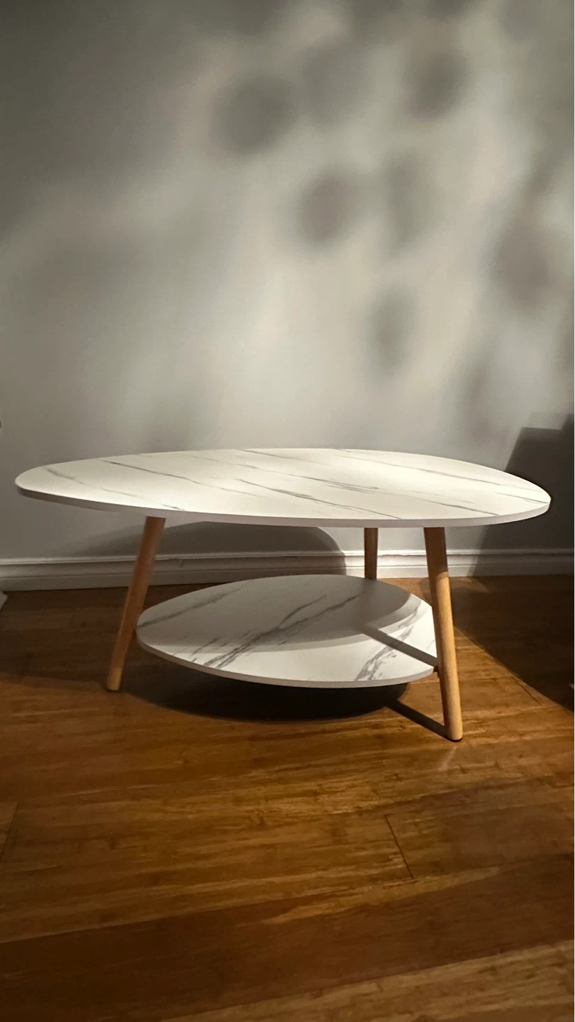 Oval Coffee Table with Storage Shelf - photo 2